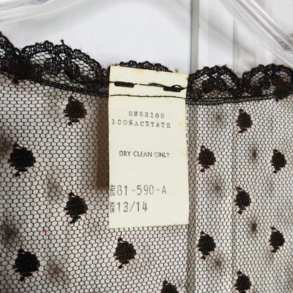 Brenner VINTAGE Sheer Dress Long Sleeve V-Neck Front Button Swiss Dot Lined New