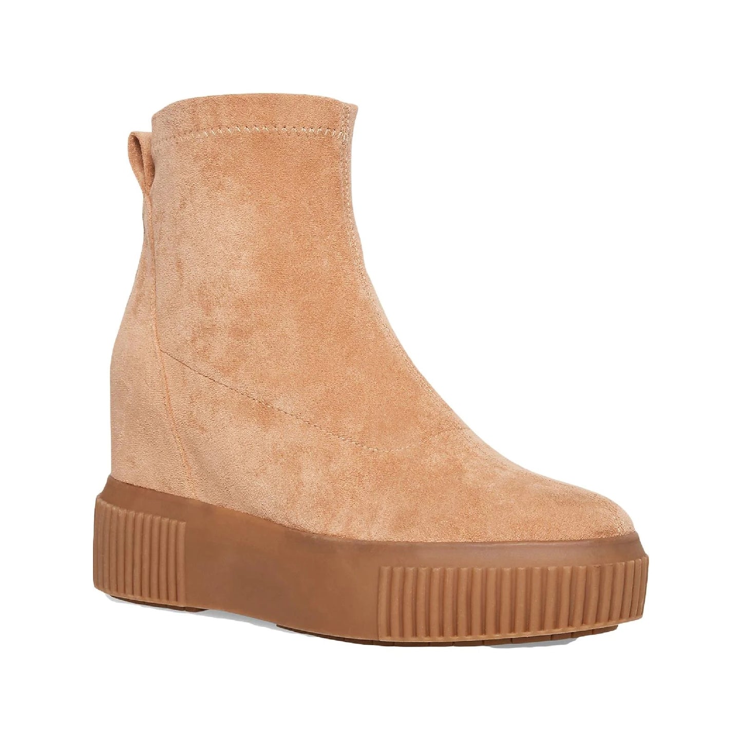 Steve Madden Women's Freshly Suede Wedge Sneaker Ankle Boots Size 9M Tan NWT