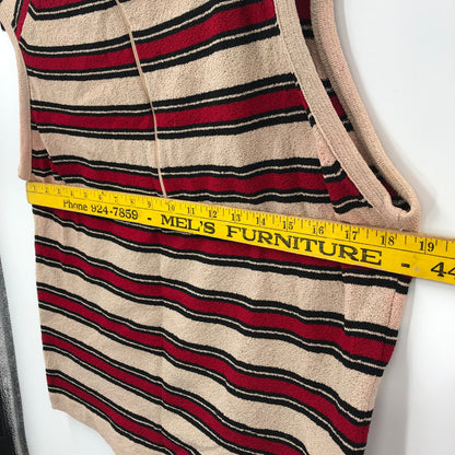 Vintage Talbott Tarafast 2 Pc Cardigan set Knit Sweater 3/4 Sleeves Red Tan 38