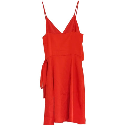 WAYF Faux Wrap Spaghetti Strap Tie-Waist Mini Dress Sz Small in Hot Red NWT