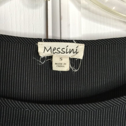 Messini Long Bell Sleeve Blouse Top Round Neck Pin-Striped Black Size Small