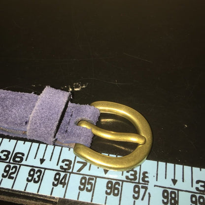 Vintage thin Braided Belt Blue Suede Leather Gold brass Buckle Total Length 38"
