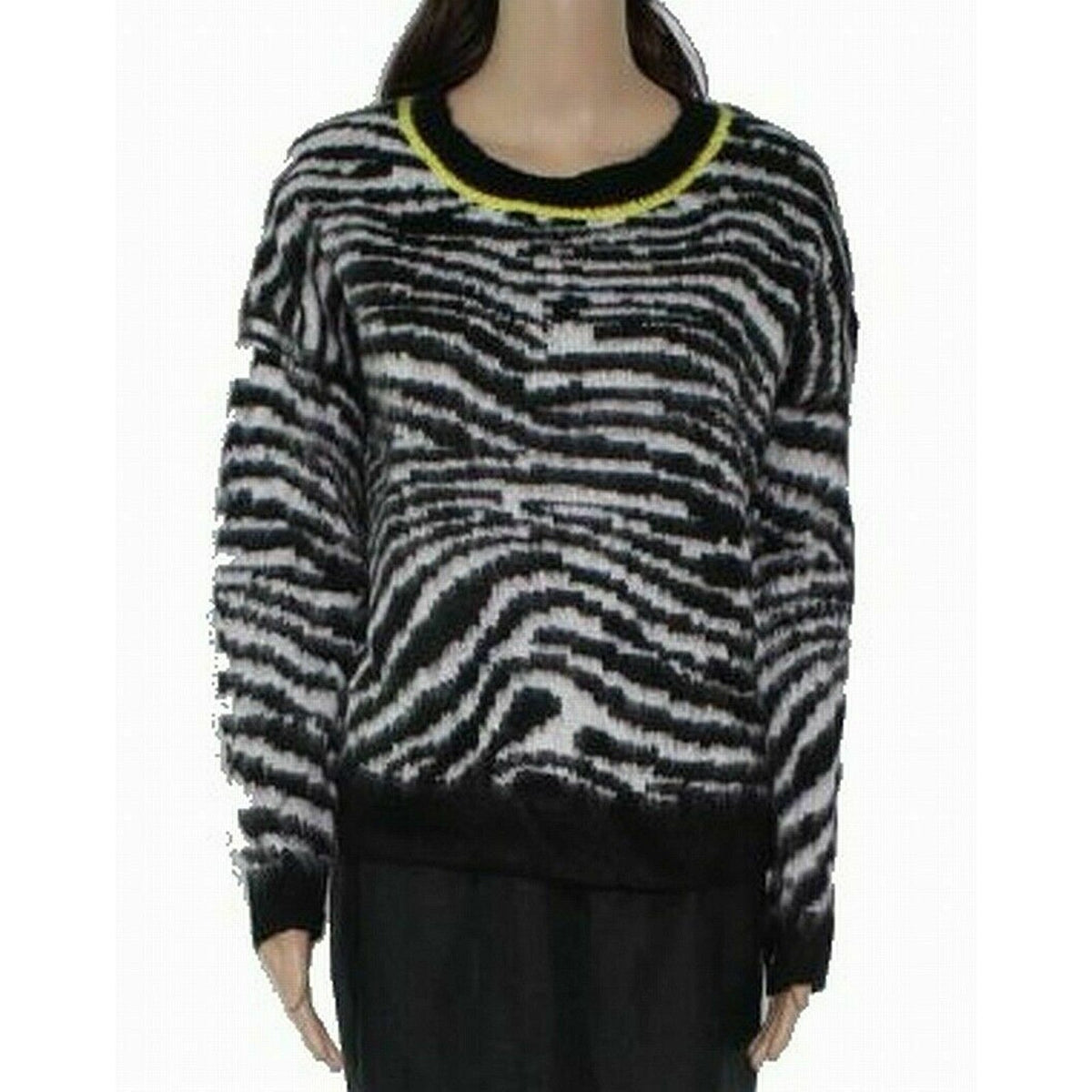 Love by Design Fuzzy Zebra Print Knit Pullover Sweater Long Sleeve X-Large
