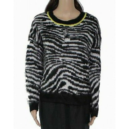 Love by Design Fuzzy Zebra Print Knit Pullover Sweater Long Sleeve X-Large