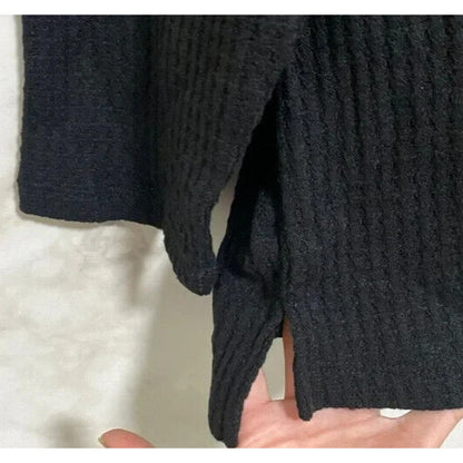 Sanctuary Long Sleeve Thermal Waffle Knit Pullover Shirt Size Small Black NWT