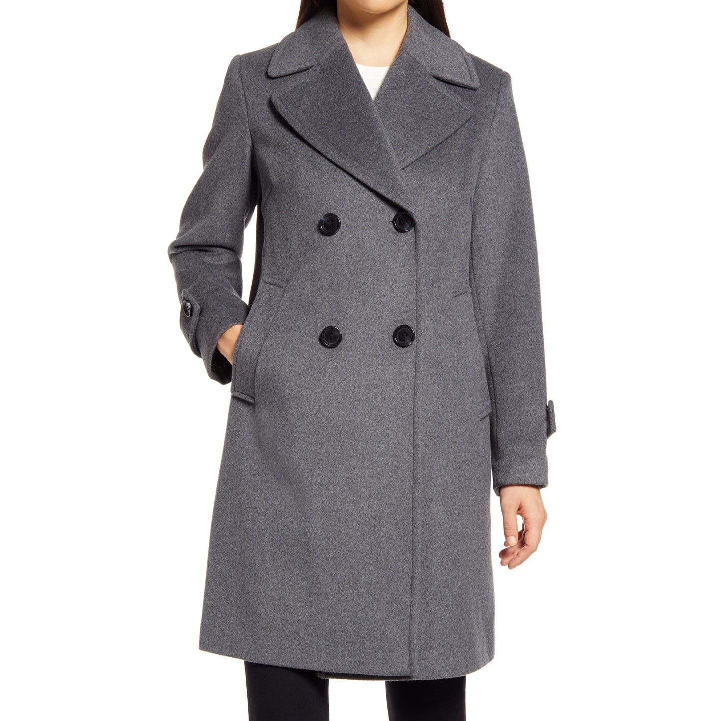 Sam Edelman Double Breasted Wool Blend Coat SIZE 4 Charcoal Grey NEW Jacket
