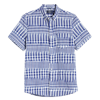 1901 Trim Fit Button Down Short Sleeve Shirt Sz Small White Blue Kat Plaid NWT