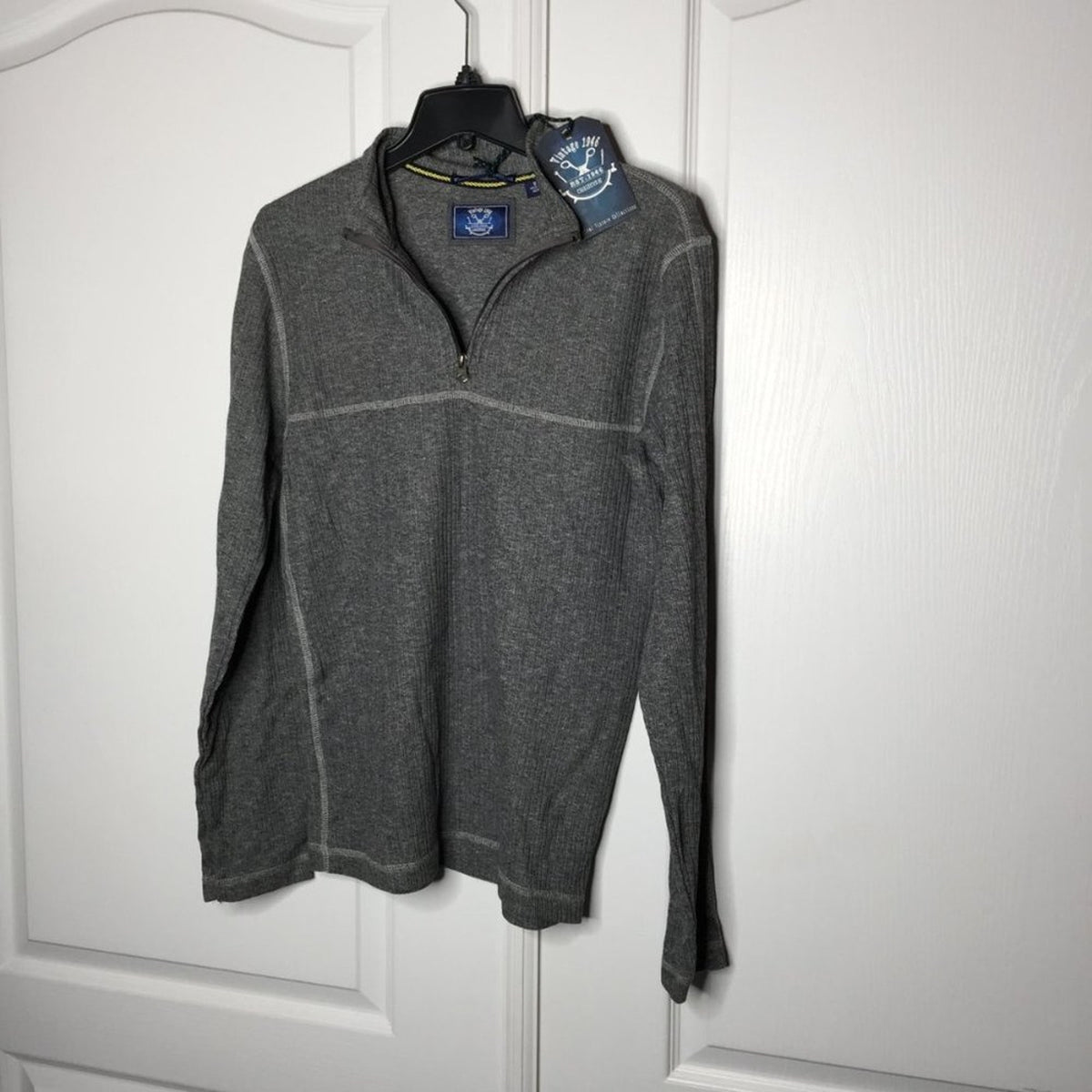 NWT Vintage Drop Needle 1/4 Zip Pullover Gray Sweater Size Small
