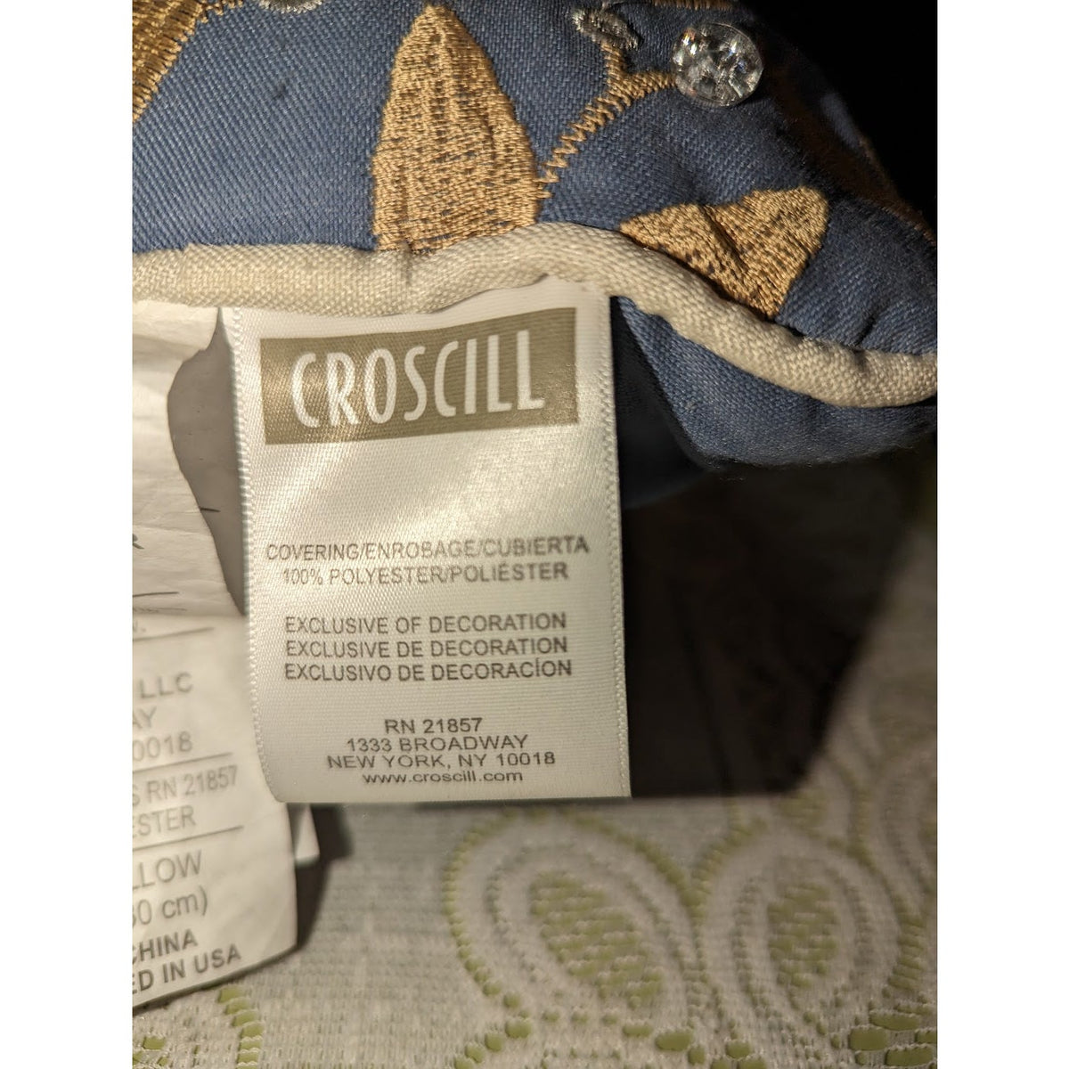 Croscill Janine 18 x 12 Boudoir Decorative Oblong Pillows Blue bejeweled NEW
