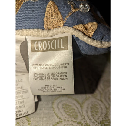 Croscill Janine 18 x 12 Boudoir Decorative Oblong Pillows Blue bejeweled NEW