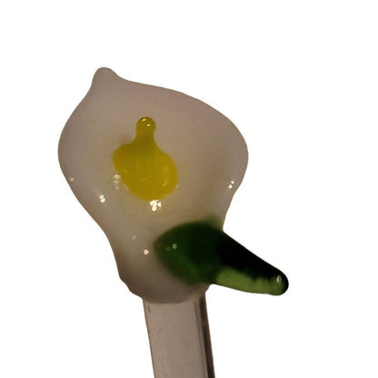 Hand-Blown Art Glass 8.5" SWIZZLE Stick margarita TIKI bar mixed drink LILY
