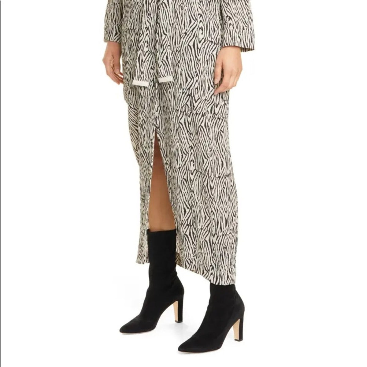 Nanushka Zebra Print Long Sleeve Shirtdress Size Small New midi buttons NO BELT