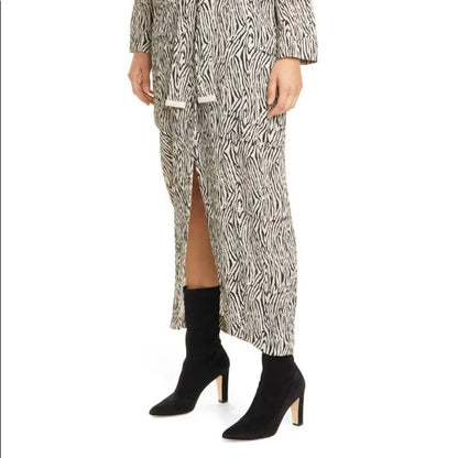 Nanushka Zebra Print Long Sleeve Shirtdress Size Small New midi buttons NO BELT