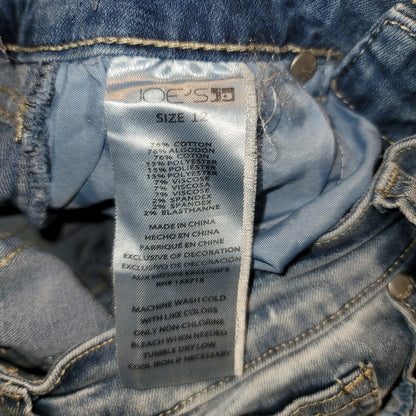 Joe's Stretch Denim High Rise Ruffle Capri Jeans Light Wash Blue Child 12