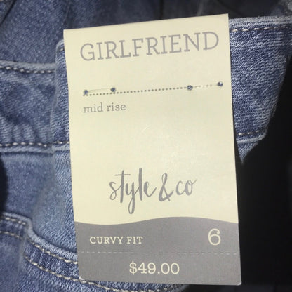 Style & Co NEW Curvy Fit Girlfriend Lourdes Jeans  Size 6 distressed