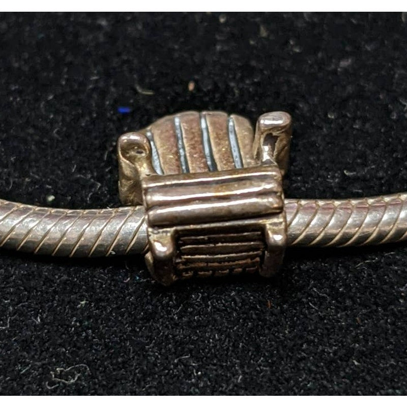 Unsigned Silver Tone Lawn Beach Chair Pandora Moments Bracelet Style Bead Charm