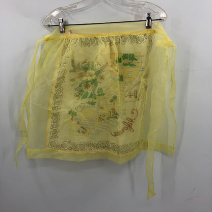 P. Shuman Co. Japan Rayon VINTAGE yellow California Map Sheer Apron 1950s