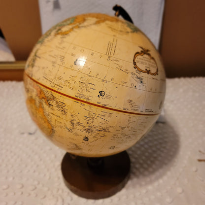 Replogle spins 9" Globe World Classic Wood base cream background map office school