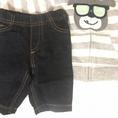 NWT Carters Baby Boy 3 Piece Set Jacket Newborn Pants One Piece Hoodie Mulitcolo