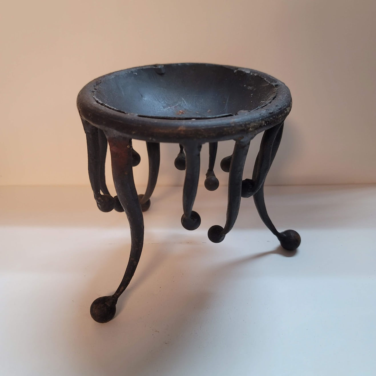 Brutalist Cast iron forged candle holder smudge pot incense burner MCM Art