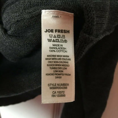 Joe Fresh Pullover Sweater V-Neck Long Sleeve Rib Knit Heathered Charcoal Medium