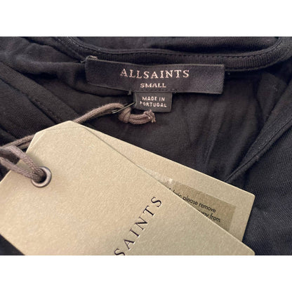 AllSaints Jayda Jersey Front Wrap Sleeveless Mini Dress Size Small in Black NWT
