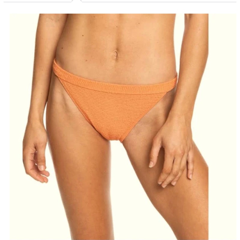 Roxy Sun Memory Full Orange Bikini Bottom Size Large Ribbed Thin sides