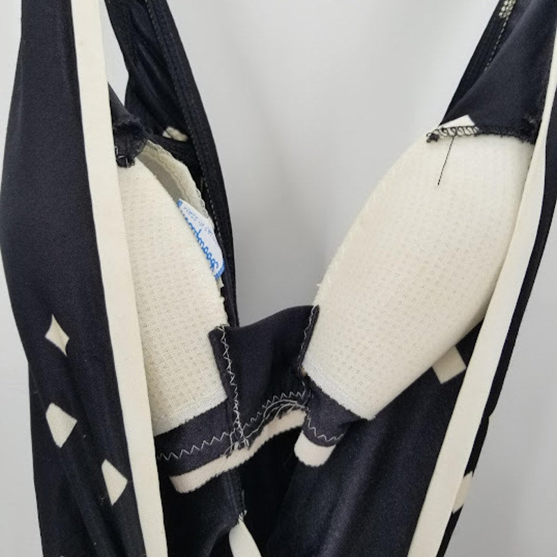 Vintage Maxine of Hollywood One Piece Swim Suit Black White Square Size 14 1960s