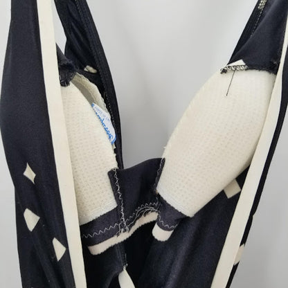 Vintage Maxine of Hollywood One Piece Swim Suit Black White Square Size 14 1960s