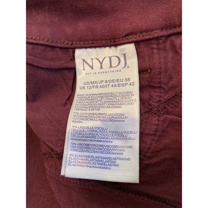 NYDJ Women's Jeans Marilyn Straight Leg Size 8 Deep Merlot Wine NWT
