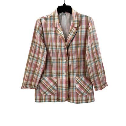 Vintage Aansworth Pastel Pink Plaid Lightweight Blazer Suit Jacket