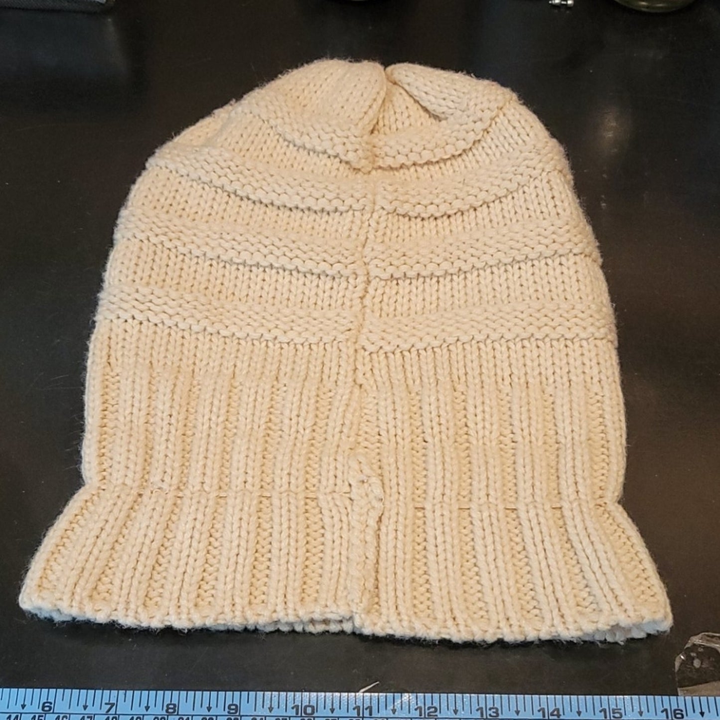 C.C knit toboggan beanie cap Cream Knit Head Warmer winter Crochet