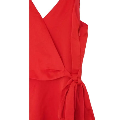 WAYF Faux Wrap Spaghetti Strap Tie-Waist Mini Dress Sz Small in Hot Red NWT