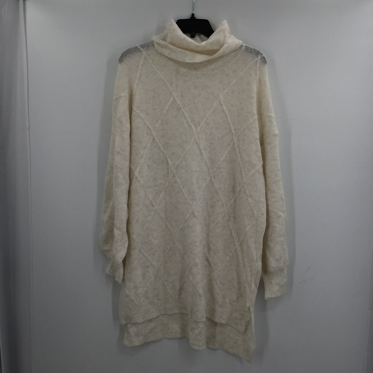 14th & Union Cozy Cable Turtleneck Tunic Sweater Long Sleeves Ivory Size Large