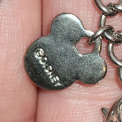 Disney 4pc charm bracelet Necklace Mermaid Eeyore BFF Mickey 18" silver colors