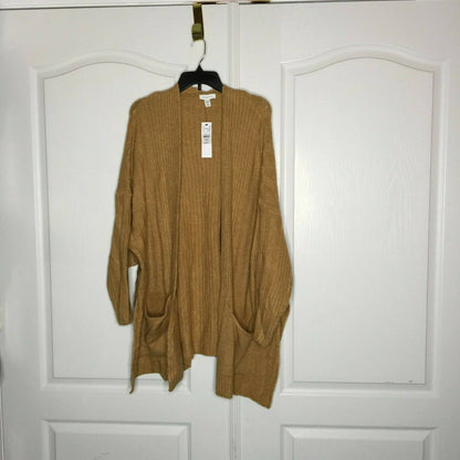 Topshop Open Front Long Cardigan Sweater Long Sleeve Scoop Pockets Size 8-10 NEW