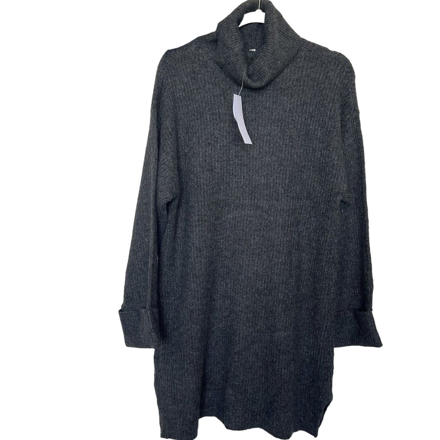 TOPSHOP Size 4 Turtleneck knit Sweater Dress cuff Long Sleeves Dark Gray Womens