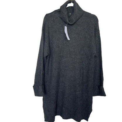 TOPSHOP Size 4 Turtleneck knit Sweater Dress cuff Long Sleeves Dark Gray Womens