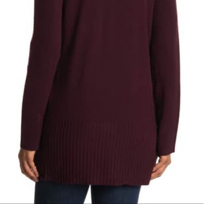Cyrus Ribbed Sleeve Burgundy Pocket Cardigan Size Small