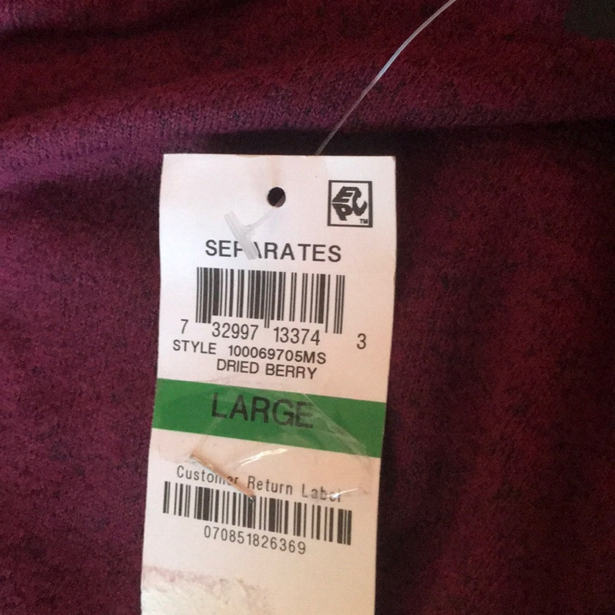 Alfani Cozy Knit Long Sleeve Sleep Top Size Large