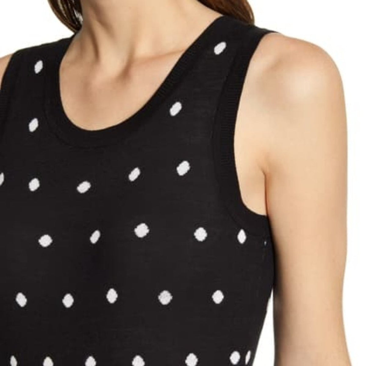 NWT Halogen Patterned Knit Tank Top Polka Dot Size Medium