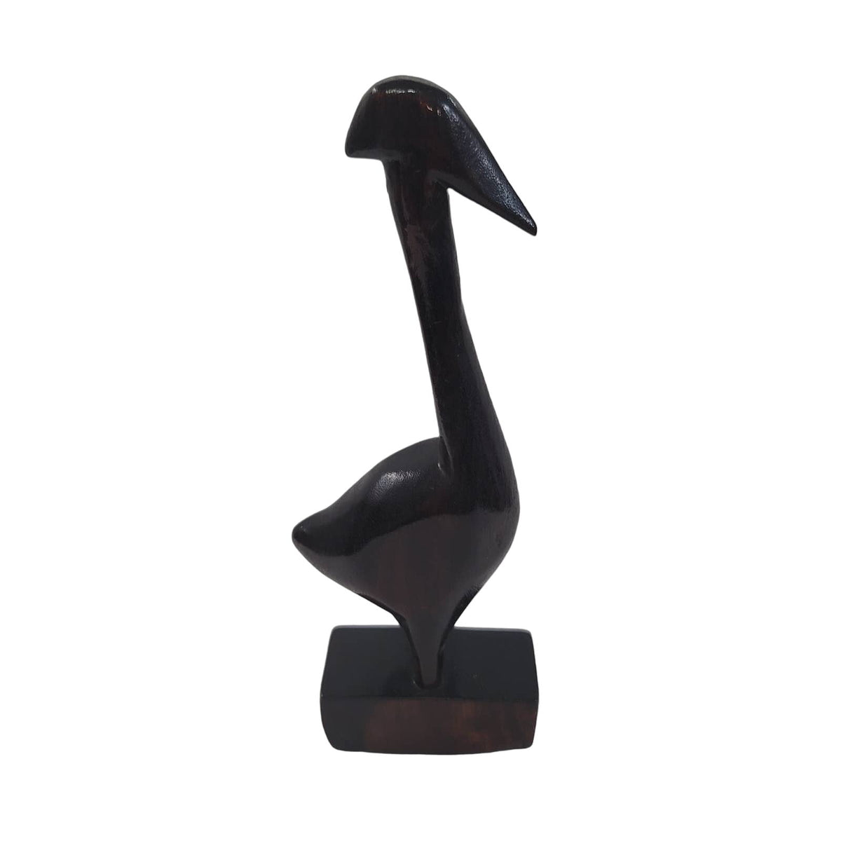 Wood carved bird pelican walnut?  Duck goose swan 5" tall hand carved