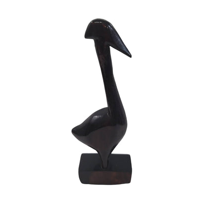 Wood carved bird pelican walnut?  Duck goose swan 5" tall hand carved