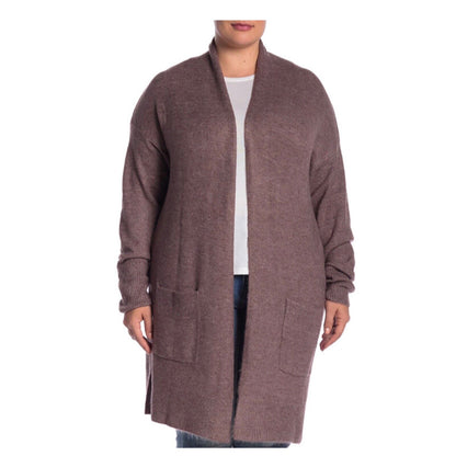 Susina NEW Small cardigan long sleeve mauve heat Travel Shawl Collar Open Front