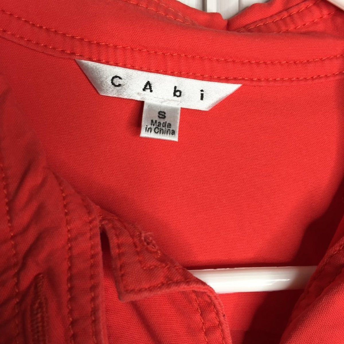 CAbi gathered Back Button Down Jacket Vintage Long Sleeve Red Size Small