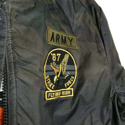 Xray Flight Patch Hooded Jacket Long Sleeve Front Zip Closure Ribbed Cuff Medium
