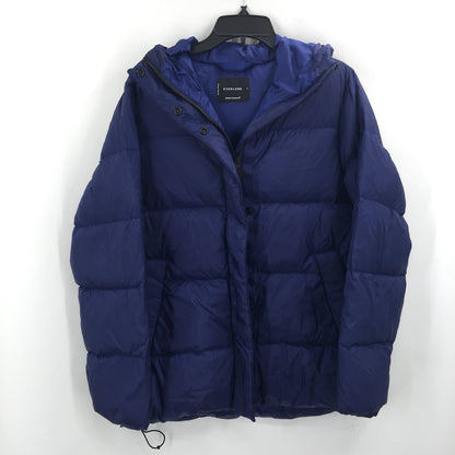 Everlane ReNew Down Puffy Puffer Hood Long Sleeve cobalt Blue Coat Jacket Small