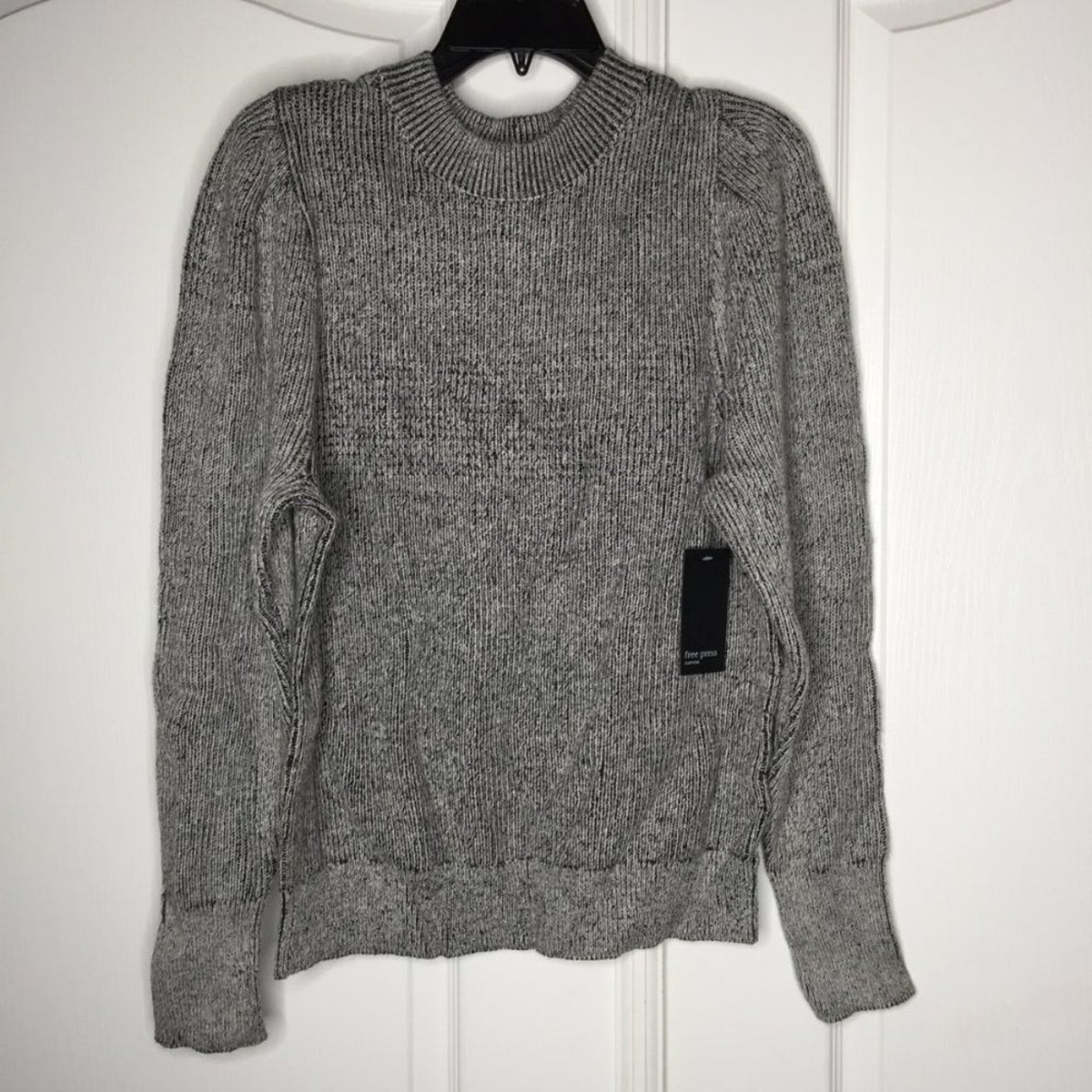 Free Press Pullover Sweater Plaited Long Sleeve Sweater Mock Neck Black Size XL