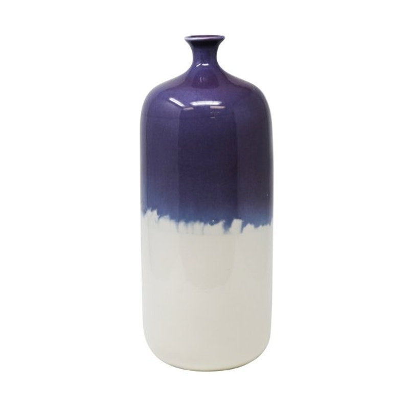 Sagebrook Home 15 in. Purple/White Ombre Vase Small Opening for Flowers NEW