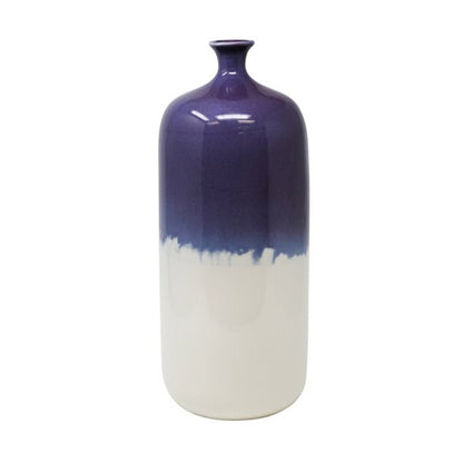 Sagebrook Home 15 in. Purple/White Ombre Vase Small Opening for Flowers NEW